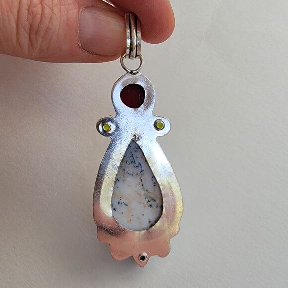 Chrysoprase and Peridot Pendant Necklace in Sterling Silver - 20 Inch Chain - Picture 7 of 8